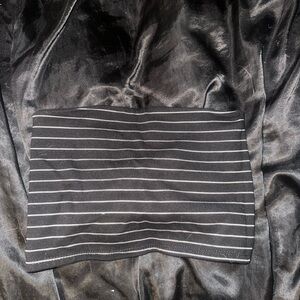 Fitted Black and White tube Top with Stripes